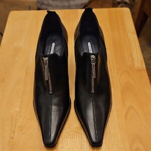Donald J. Pliner Black Leather Zip-Front Booties NWOB